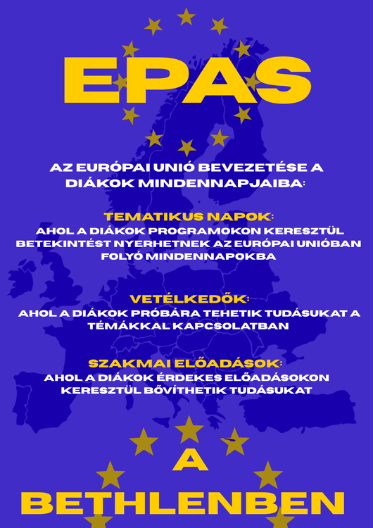 Iskolánk ebben a tanévben csatlakozik az Európai Parlament Nagyköveti Iskolák (EPAS) nemzetközi hálózatához